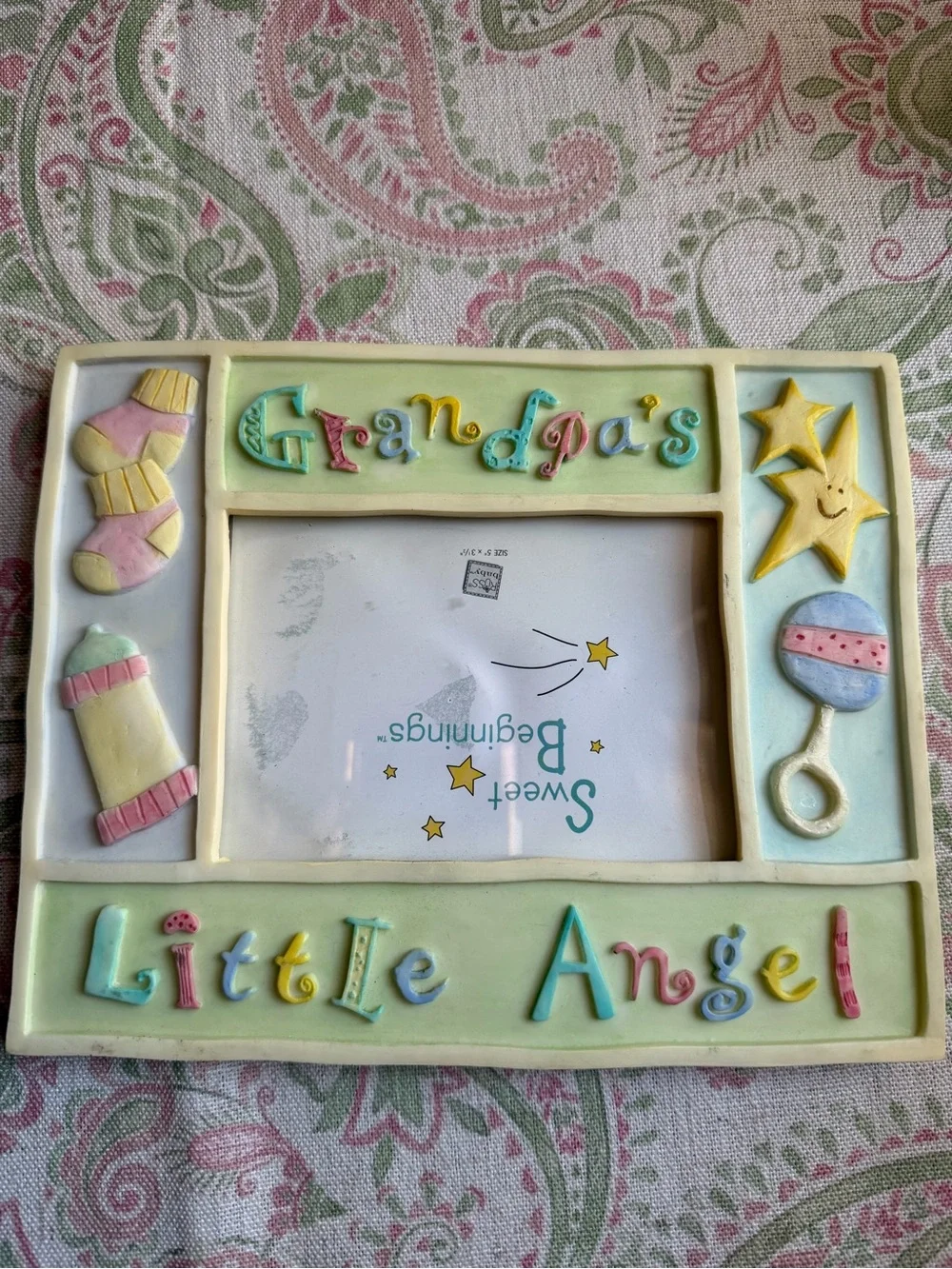 Vintage Russ Baby Sweet Beginnings 'Grandpa's Little Angel' Decor Photo Frame